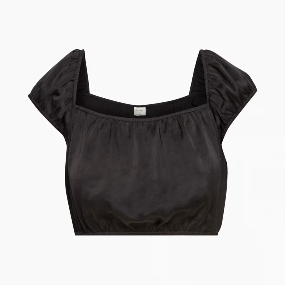 NWT Medium Black Wilfred Aritzia Ethereal Satin Blouse